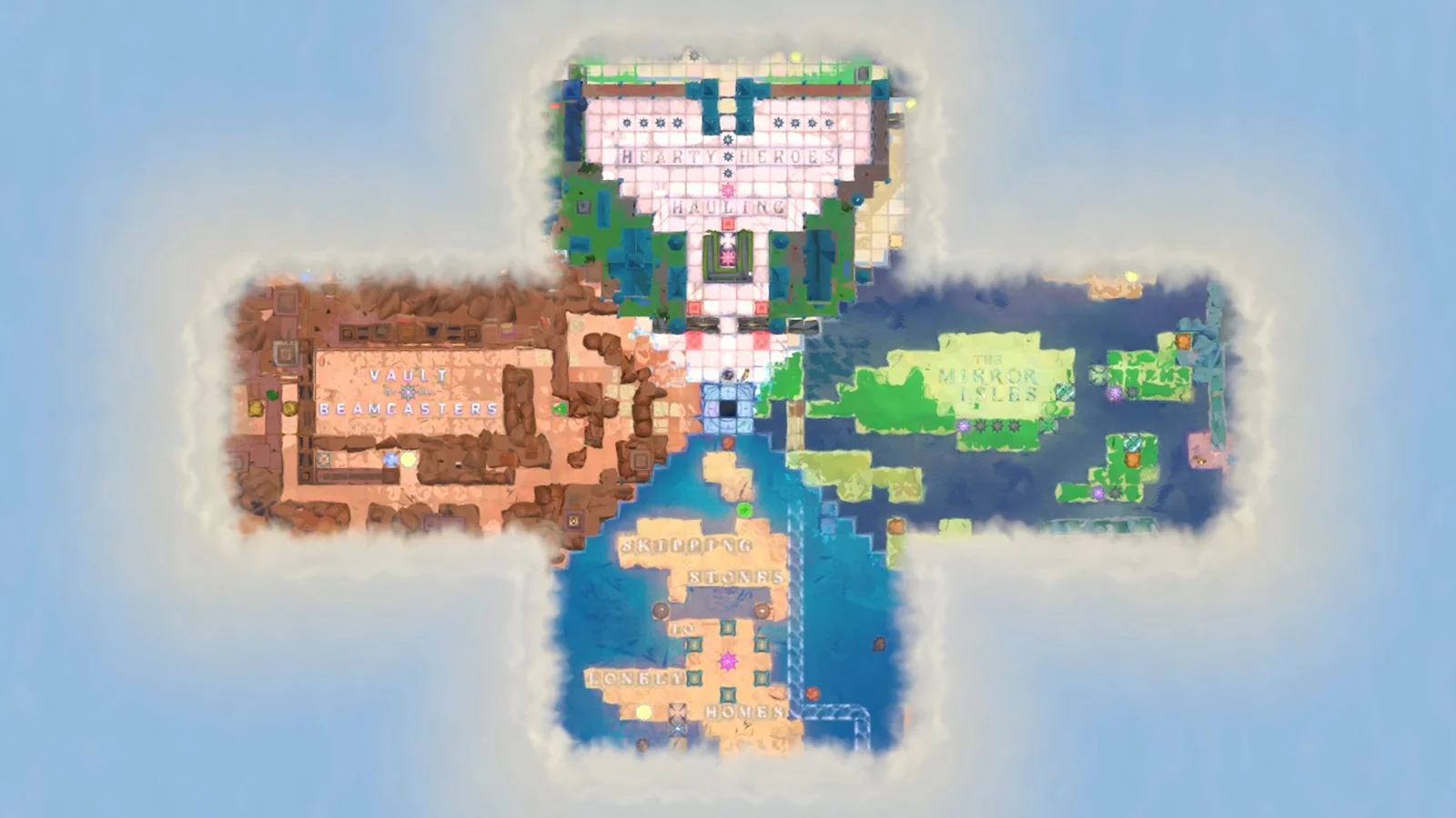 The Crossroads with the paths into four distinct puzzle regions