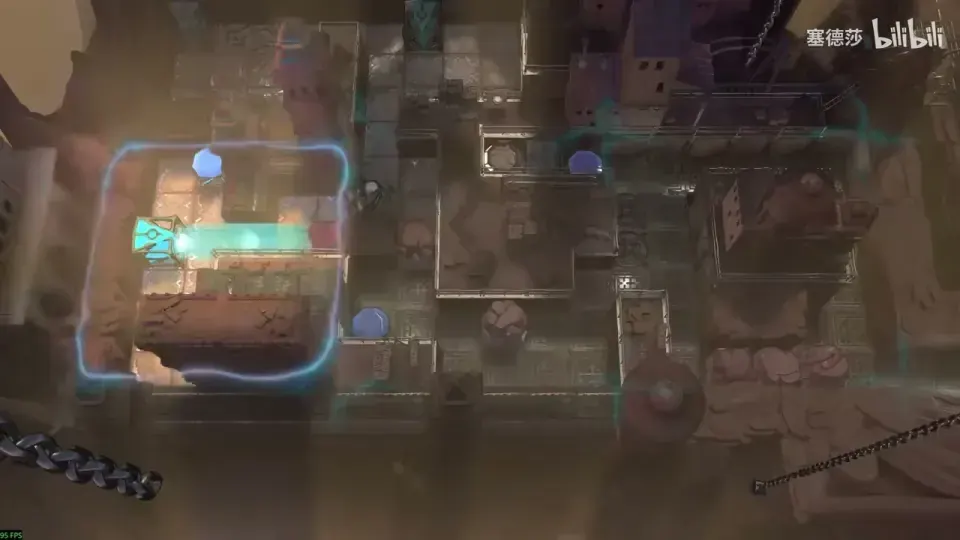 Cyan beam and stones in the final Torc chamber